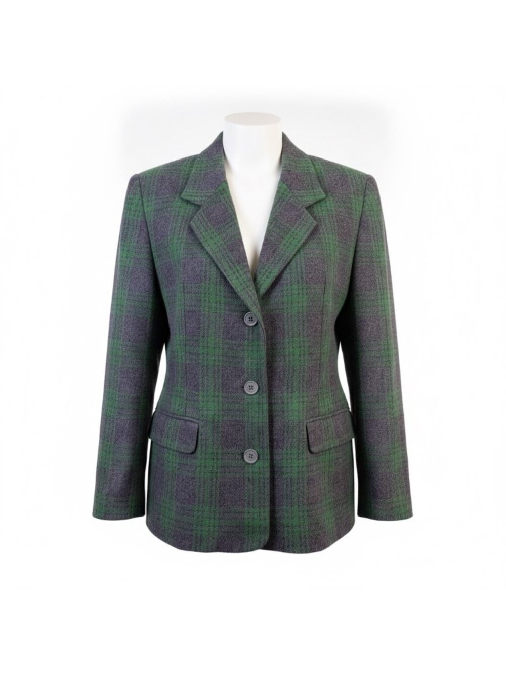 Gap Womens Green & Gray Wool Blend Plaid Blazer Jacket Tailored Classic Size S